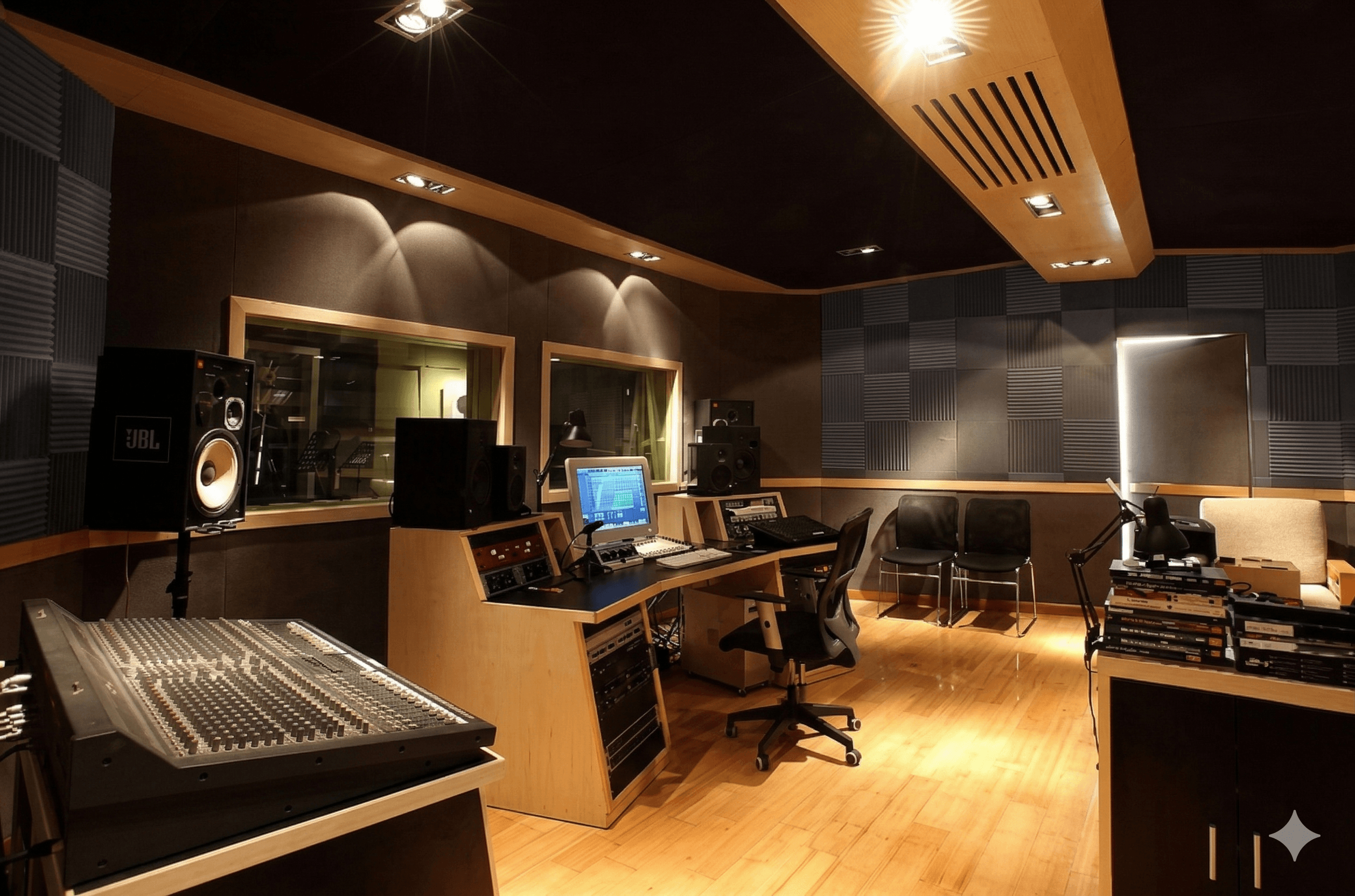 Espuma acústica en estudio de grabación